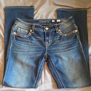 Miss Me Women's slim Boot Cut Jeans - Blue with Embellished Details